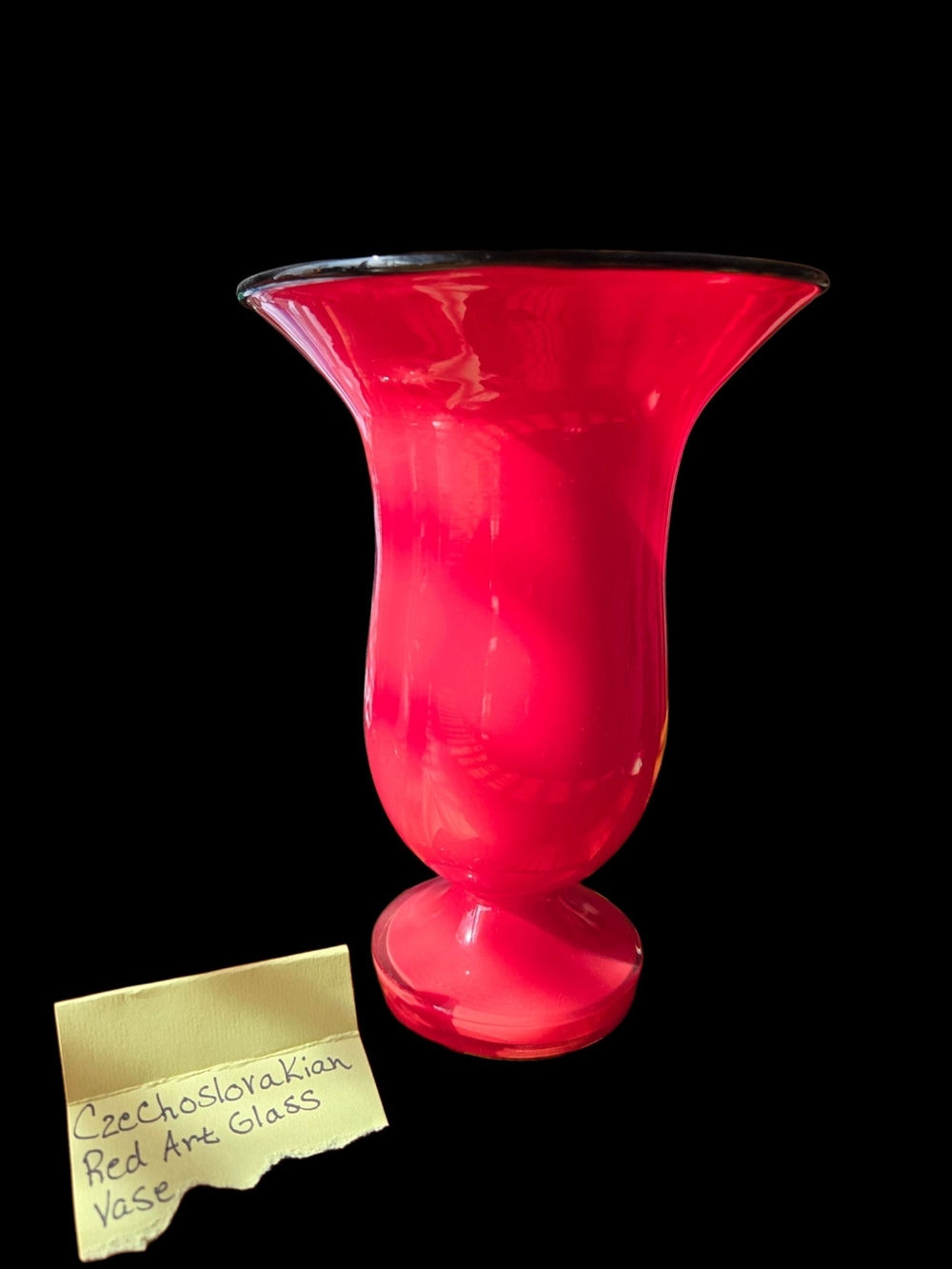 Welz Red Tango Czech Glass Vase c1935